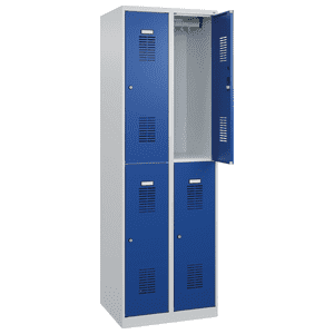 C+P Spind Basis PLUS, doppelst, 2x2 Fächer, m.Schloss, grau/blau, 1850x600x500mm Bild 1