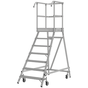 KRAUSE® Podestleiter, EN 131, einseitig begehbar, fahrbar, 7 Stufen Bild 1