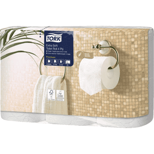 TORK Toilettenpapier, 4-lagig, weiß, Papier Premium mit Prägung, 6 Rollen / Verpackungseinheit Bild 1