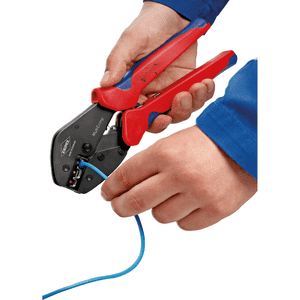 KNIPEX® Crimpzange MultiCrimp®, Griffe mit Mehrkomponenten- Hüllen, brüniert Bild 2