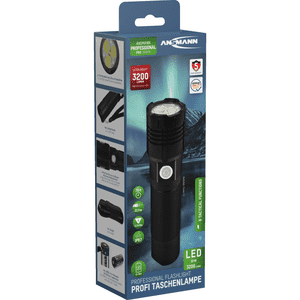 ANSMANN LED Taschenlampe Pro 3000R, wiederaufladbar, schwarz, Aluminium Bild 1