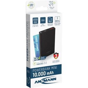 ANSMANN Powerbank PB222PD, Quick Charge 3.0, 10000 mAh, 38,5 W, USB- C Ladekabel Bild 1