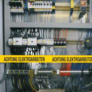 Absperrband Achtung Elektroarbeiten, gelb, Polyethylen, 80mm, 500m / Rolle Bild 2