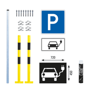 Vorteils- Set Elektro- Ladestation für 1 Parkplatz, m.Absperrpfosten Bern, 1000mm Bild 1