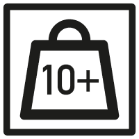 Verpackungskennz. Pakete m. erhöhtem Gewicht 10-20kg, Cellulose,20x20mm,100/Rolle