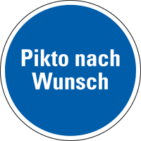 Gebotsschild, Pikto nach Wunsch, ASR/DIN/ISO, Folie, selbstklebend, Ø 50mm