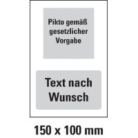 Hinweisschild, 1 Pikto ASR/DIN/ISO oben/Textfeld farbig unten, Folie, 150x100mm
