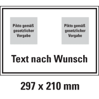 Hinweisschild, 2 Piktos ASR/DIN/ISO oben/Text nW. unten, Folie, 297x210mm