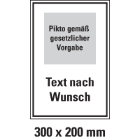 Hinweisschild,1 Pikto ASR/DIN/ISO oben/Text nW. unten, Folie, selbstkl.,300x200mm