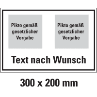 Hinweisschild, 2 Piktos ASR/DIN/ISO oben/Text nW. unten, Kunststoff, 300x200mm