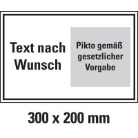 Hinweisschild, 1 Pikto ASR/DIN/ISO rechts/Text nW. links, Kunststoff, 300x200mm