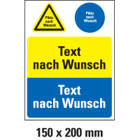 Kombischild n.W., 1 Warn- und Gebotspikto, 2 Textfelder, Folie, 150x200mm