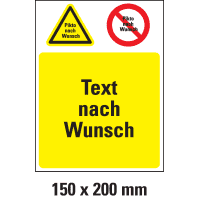Kombischild n.W., 1 Warn- und Verbotspikto, 1 Textfeld, Kunststoff, 150x200mm