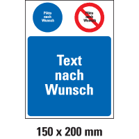 Kombischild n.W., 1 Gebots- und Verbotspikto, 1 Textfeld, Kunststoff, 150x200mm
