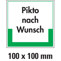 Abfallkennzeichen, mit Pikto nach Wunsch, Folie, selbstklebend, 100x100mm