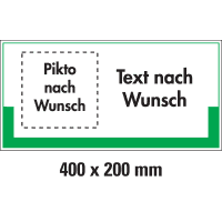 Abfallkennzeichen, Pikto und Text nach Wunsch, Kunststoff, 400x200mm