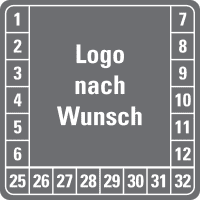 Prüfplakette, Logo nach Wunsch, Dokumentenfolie, selbstkl., 40x40mm, 12/Bogen