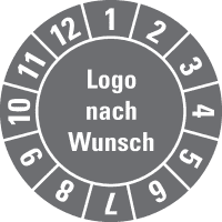 Prüfplakette, Logo nach Wunsch, Monatsring, Dokufolie, selbstkl., Ø 30mm,108/Heft