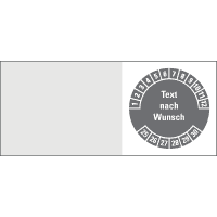 Kabelprüfplakette, Text nach Wunsch, Monatskranz, Folie, 57x25mm, 6/Bogen