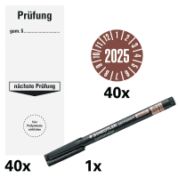 Vorteils-Set Grundetiketten 2025, Grundetikett, Jahresprüfplakette, Faserschreiber