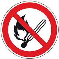 Bodenzeichen Keine offene Flamme, Feuer..., R10, Bodenmarkierungsfolie, Ø 200mm