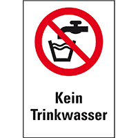 Verbots-Kombischild Kein Trinkwasser, ASR/ISO, Folie selbstklebend, 100x150mm