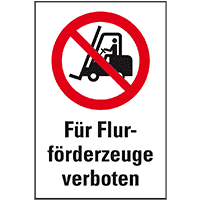 Verbots-Kombischild Für Flurförderzeuge verboten, ASR/ISO, Kunststoff,300x400mm