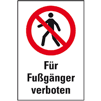 Verbots-Kombischild Für Fußgänger verboten, ASR/ISO, Kunststoff, 300x400mm