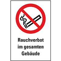 Verbots-Kombischild Rauchverbot im gesamten Gebäude, ASR/ISO, Kunststoff,200x300mm