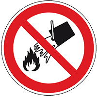 Verbotsschild Mit Wasser löschen verboten, ASR/ISO, Folie, selbstklebend, Ø 200mm