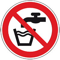 Verbotsschild Kein Trinkwasser, ASR/ISO, Folie, selbstklebend, Ø 50mm, 10/Bogen