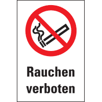 Verbots-Kombischild Rauchen verboten, ASR/ISO, Kunststoff, 200x300mm
