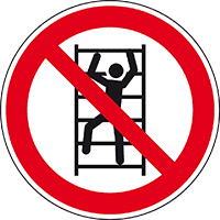 Verbotsschild Aufsteigen verboten, ASR/ISO, Folie, selbstklebend, Ø 200mm