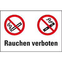 Verbots-Kombischild E-Zigarette und Rauchen verboten, pb, Kunststoff,200x300mm