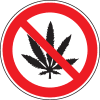 Verbotsschild Cannabis verboten, praxisbewährt, Folie, selbstklebend, Ø 200mm
