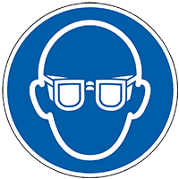 Gebotsschild Augenschutz benutzen, ASR/ISO, Folie, selbstklebend, Ø 100mm