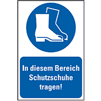 Gebots-Kombischild In diesem Bereich Schutzschuhe tragen!, Kunststoff,200x300mm