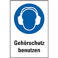 Gebots-Kombischild Gehörschutz benutzen, ASR/ISO, Kunststoff, 200x300mm