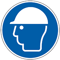 Gebotsschild Kopfschutz benutzen, ASR/ISO, Folie, selbstklebend, Ø 200mm