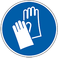 Bodenzeichen Handschutz benutzen, ASR/ISO, R10, Bodenmarkierungsfolie, Ø 400mm