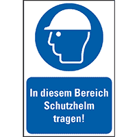 Gebots-Kombischild In diesem Bereich Schutzhelm tragen, Kunststoff,200x300mm