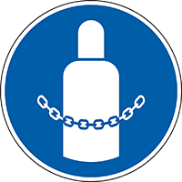 Gebotsschild Gaszylinder absichern, ISO, Kunststoff, Ø 200mm