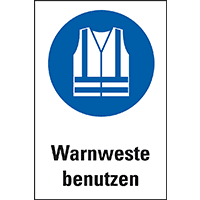 Gebots-Kombischild Warnweste benutzen, ASR/ISO, Kunststoff, 200x300mm