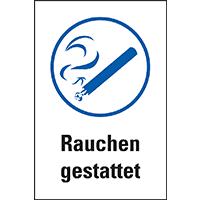 Gebots-Kombischild Rauchen gestattet, praxisbewährt, Kunststoff,200x300mm