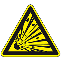 Warnschild Warnung v.explosionsgefährlichen Stoffen, ASR/ISO, Folie, SL 100mm