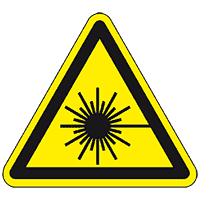 Warnschild Warnung vor Laserstrahl, ASR/ISO, Folie, selbstkl., SL 50mm, 10/Bogen