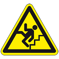 Warnschild Warnung vor Stolpergefahr...Treppe, praxisbewährt, Kunststoff, SL 200mm