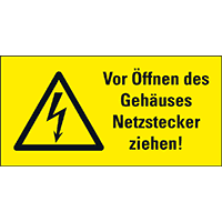 Warn-Kombischild Vor Öffnen d.Gehäuses Netzsteck., praxis., Folie,52x26mm,10/Bogen