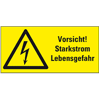 Warn-Kombischild Vorsicht! Starkstrom Lebensgefahr, praxisb., Kunststoff,300x200mm