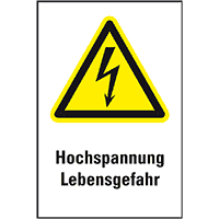 Warn-Kombischild Hochspannung Lebensgefahr, pb, Symb. ASR/ISO, Kunststoff,200x300mm